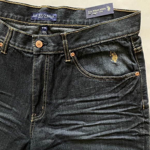 US Polo Association Shorts Men's Denim Dark Blue Wash Size 36 baggy relaxed fit - Picture 3 of 7